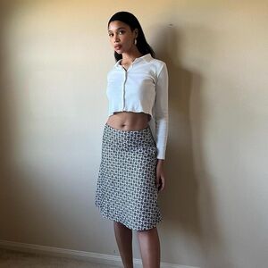 Black and white floral cotton midi skirt, Sz. 6, Autograph New York